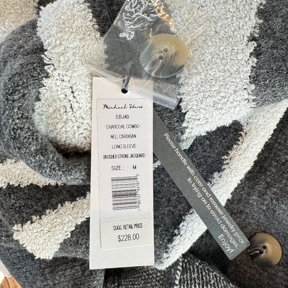 NEW Michael Stars Charcoal Combo Nell Cardigan Sweater - Picture 4 of 10